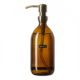 101989 Soap dispenser amber glass bamboo hand soap 500ml. SOAP. Brass 8720165018055
