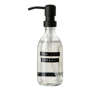 102531 Soap dispenser transparent glass hand soap fresh linen 250ML black You look awesome 871933E12